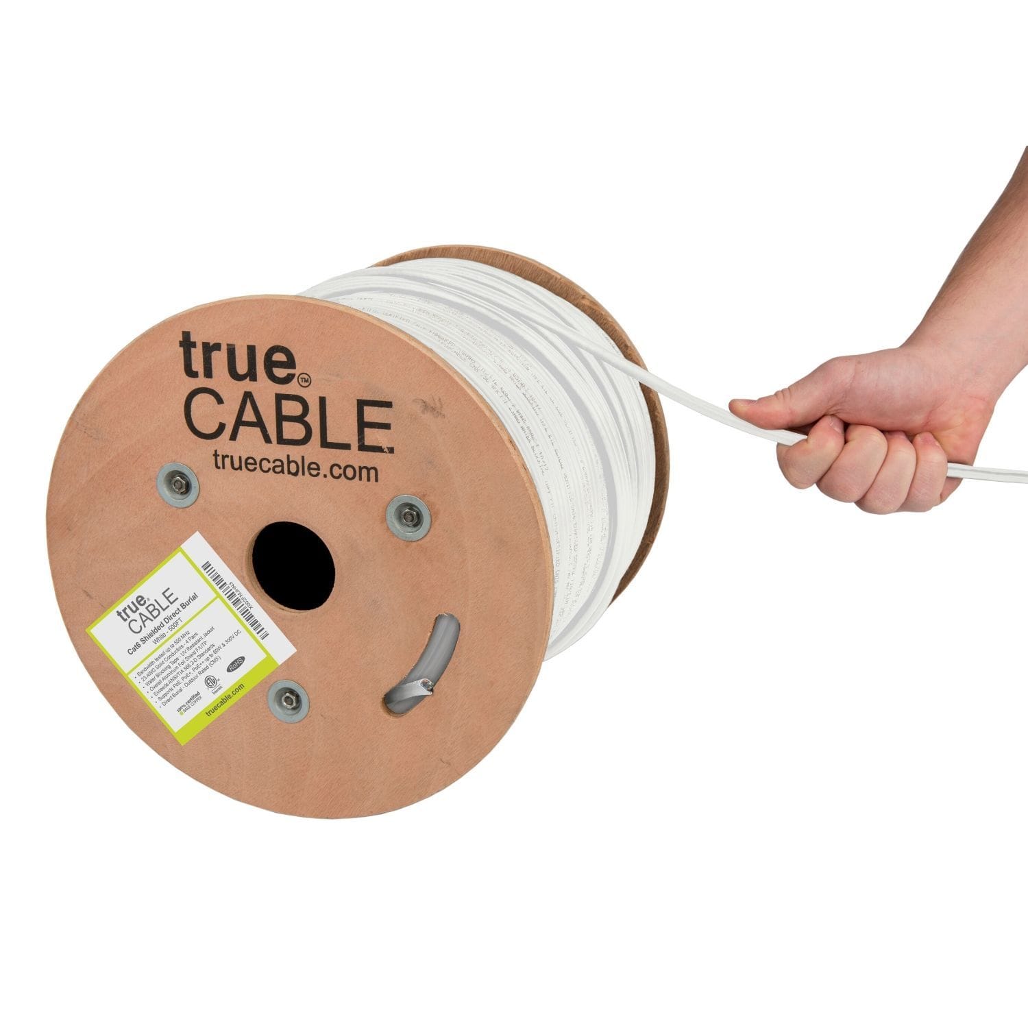 Cat6 Shielded Direct Burial Cable White 500ft trueCABLE Hand Pull