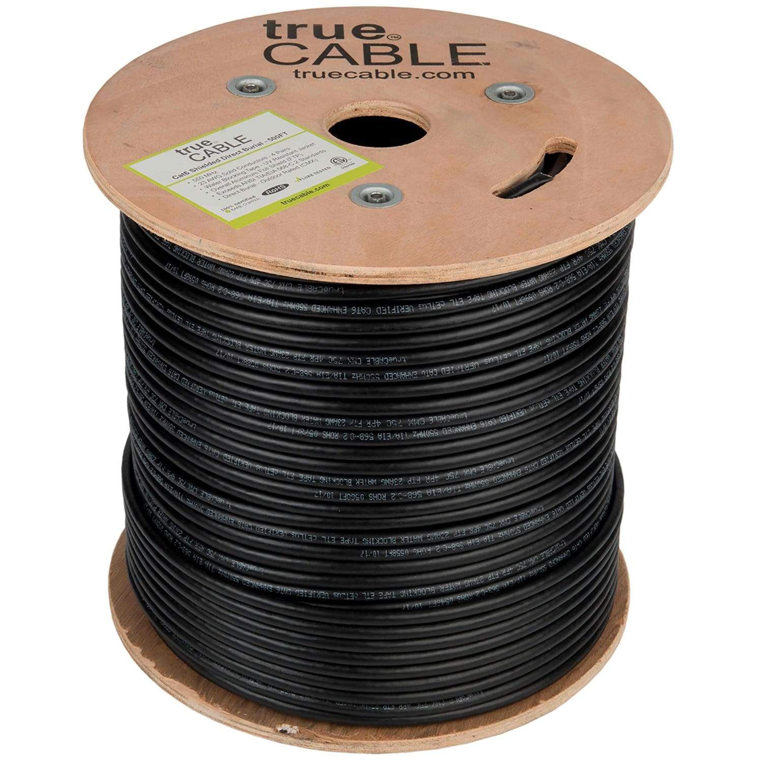 Cat6 Shielded Direct Burial Cable Black 500ft trueCABLE Top