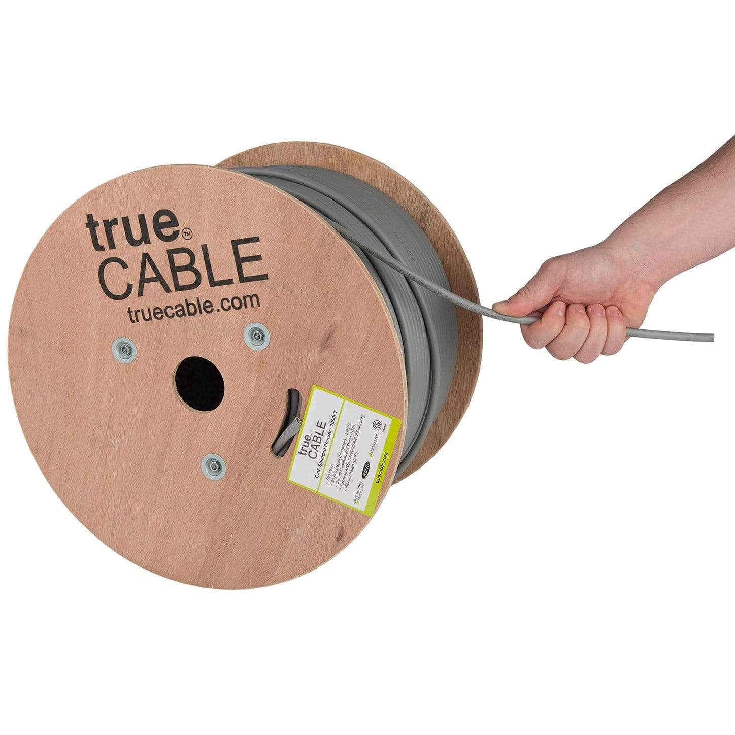 Cat6 Shielded Plenum Ethernet Cable Gray 1000ft trueCABLE Hand Pulling