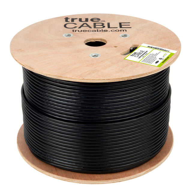 Cat6 Riser Shielded Cable, Black, 1000ft, Reel, Unwrapped