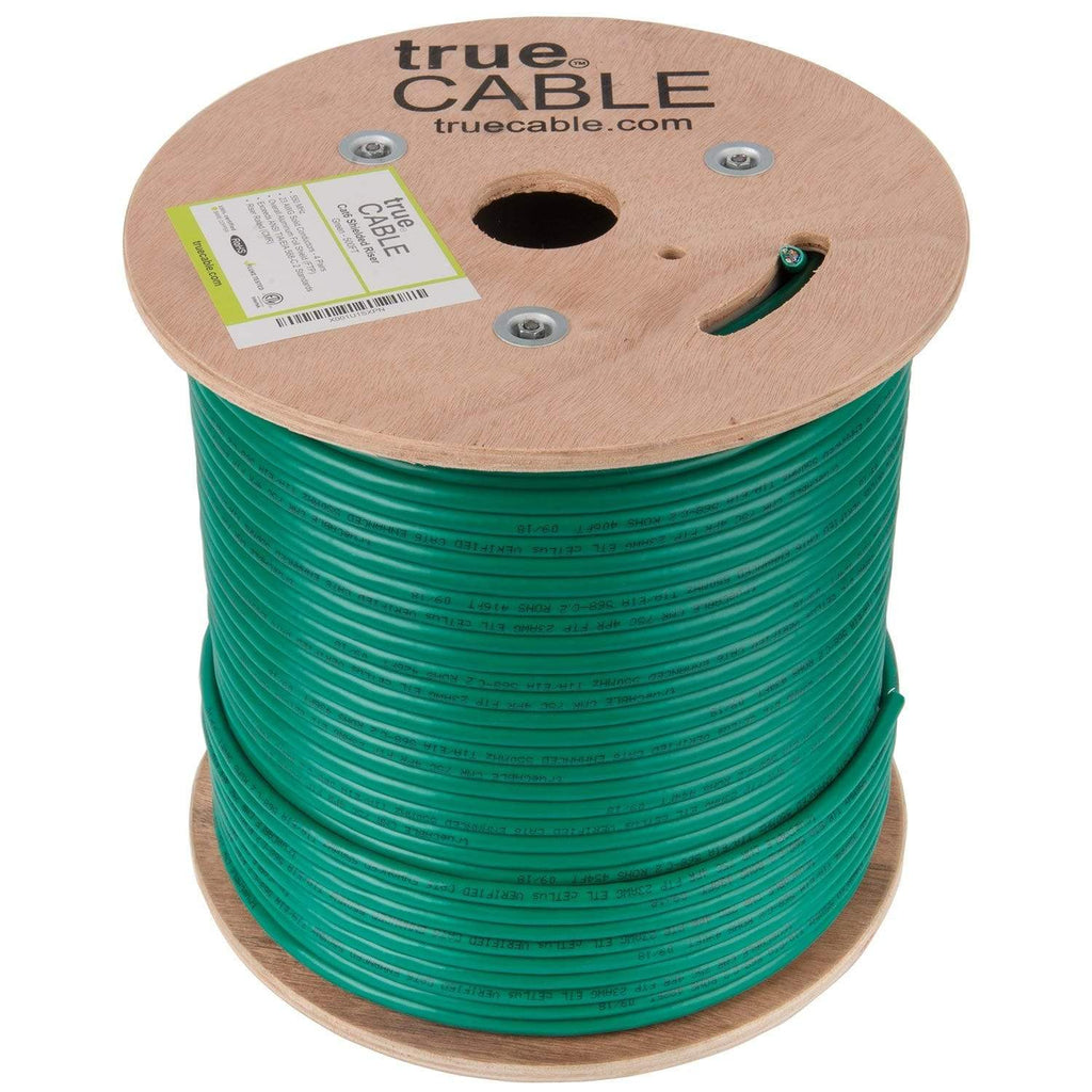 Cat6 Shielded Riser Ethernet Cable Green 500ft trueCABLE Reel No Wrap