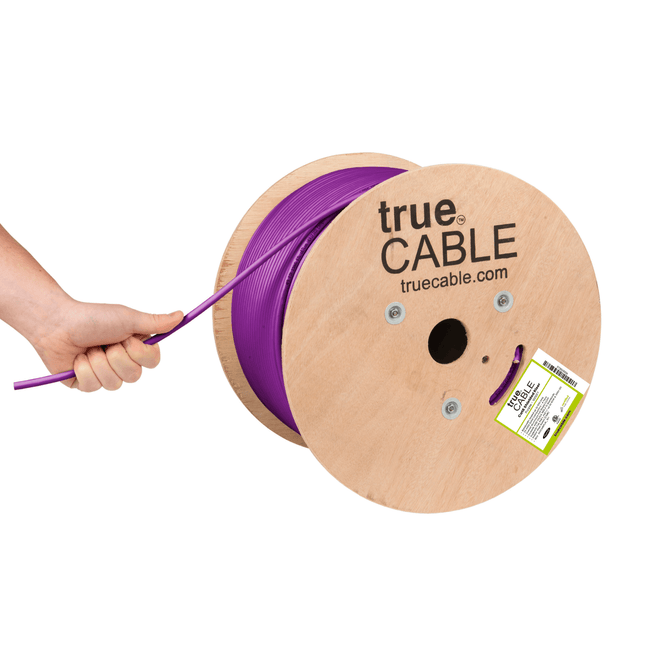 Cat6 Riser Shielded Cable, Purple, 1000ft, Reel, Hand Pulling Cable