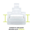 Cat5e Pass Through RJ45 Connectors | Unshielded | 50pc | Back