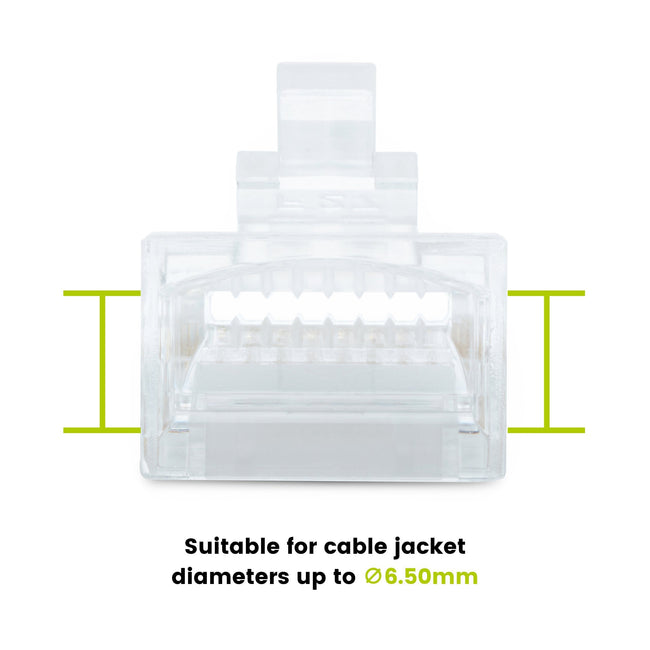 Cat5e Pass Through RJ45 Connectors | Unshielded | 20pc | Back