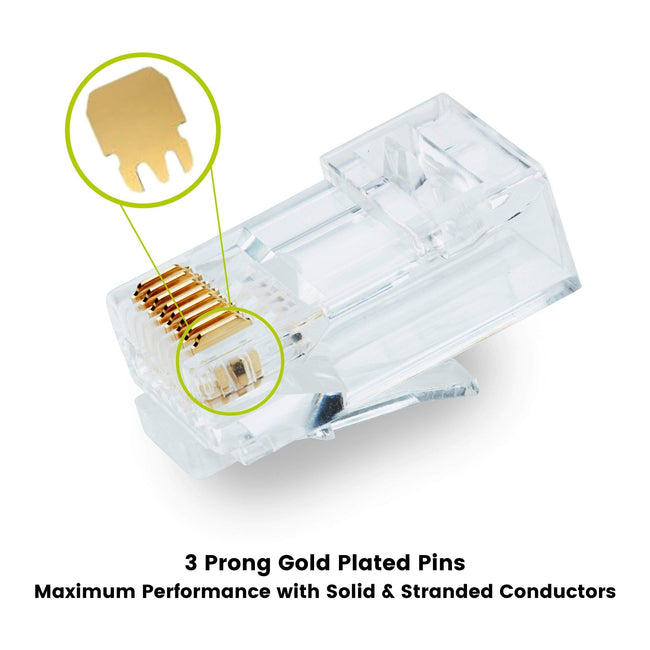 Cat5e Pass Through RJ45 Connectors | Unshielded | 50pc | Side