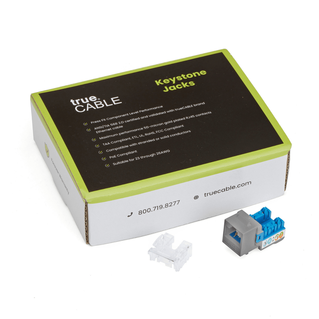 Cat5e Punch Down Keystone Jack | Unshielded | 12pc | Packaging | Gray