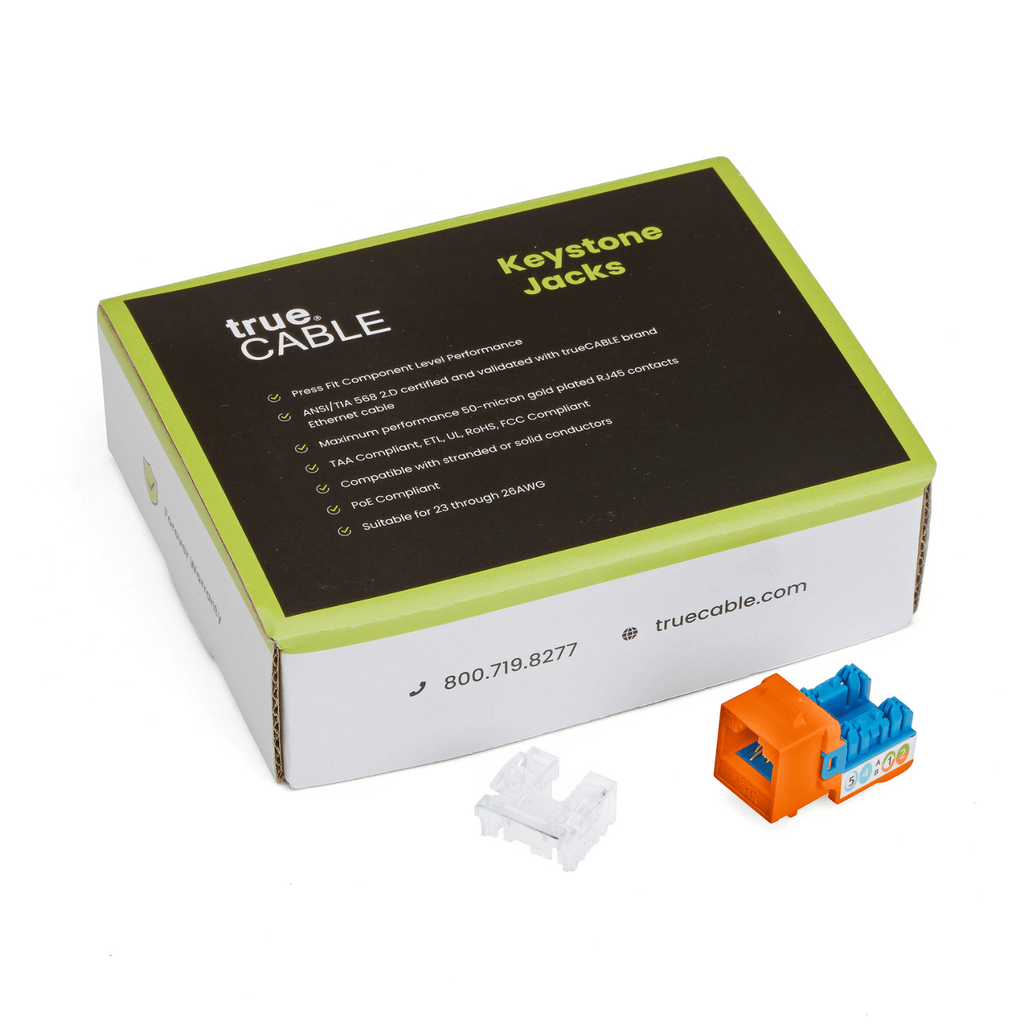 Cat5e Punch Down Keystone Jack | Unshielded | 12pc | Packaging | Orange