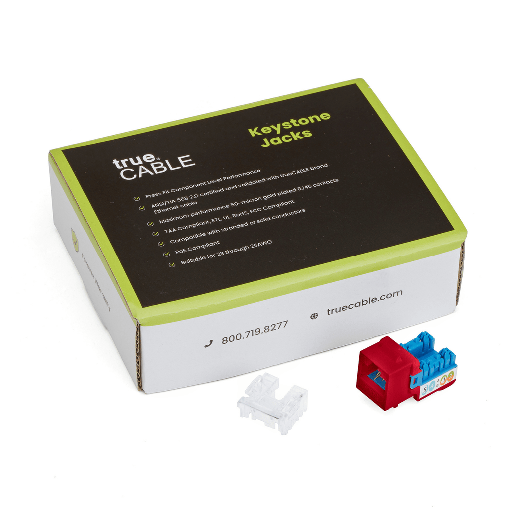 Cat5e Punch Down Keystone Jack | Unshielded | 12pc | Packaging | Red