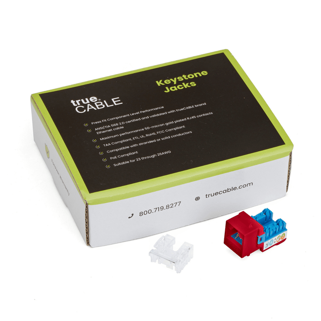 Cat5e Punch Down Keystone Jack | Unshielded | 12pc | Packaging | Red
