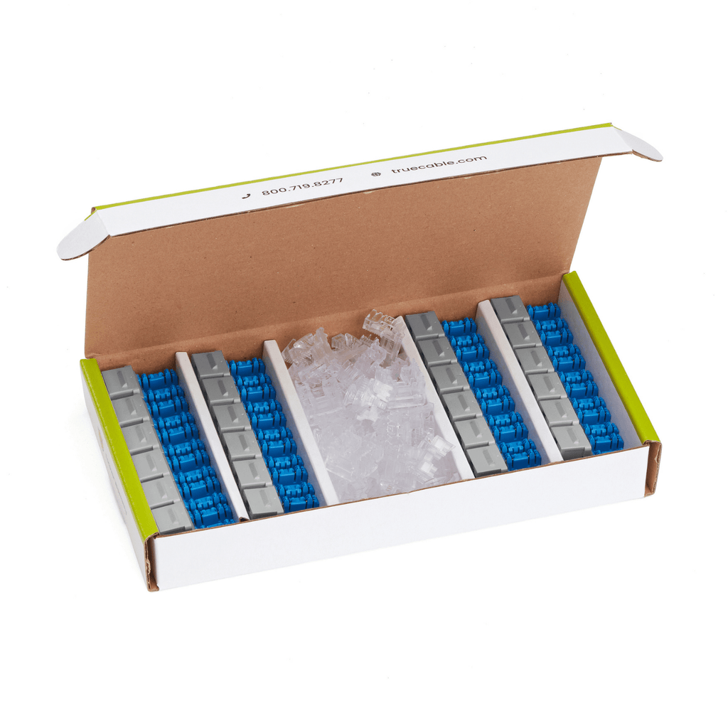 Cat5e Punch Down Keystone Jack | Unshielded | 24pc | Box Contents | Gray