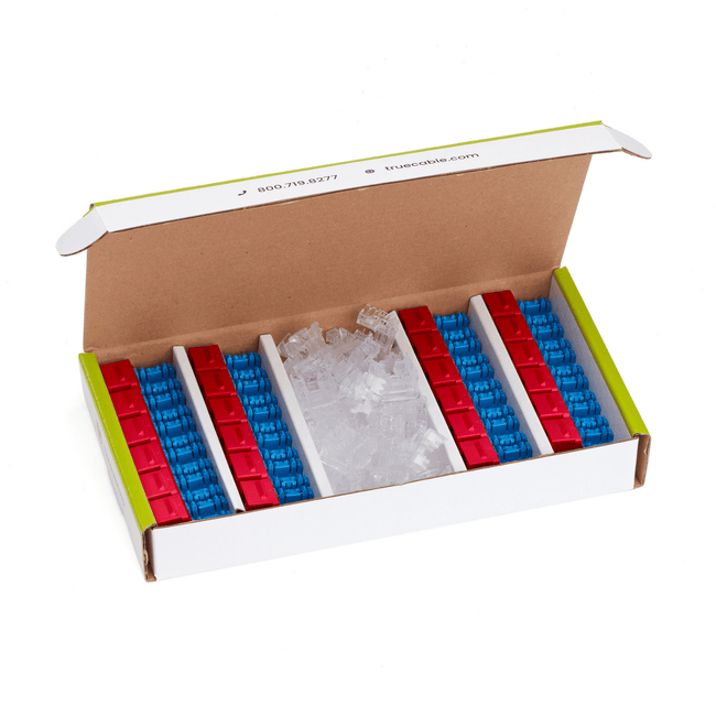 Cat5e Punch Down Keystone Jack | Unshielded | 24pc | Box Contents | Red
