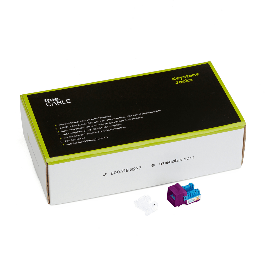 Cat5e Punch Down Keystone Jack | Unshielded | 48pc | Packaging | Purple