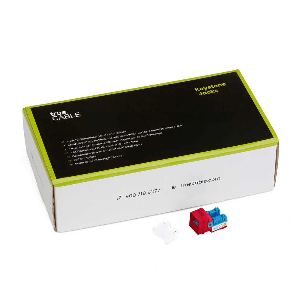 Cat5e Punch Down Keystone Jack | Unshielded | 48pc | Packaging | Red