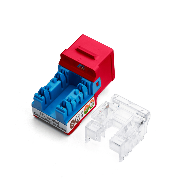 Cat5e Punch Down Keystone Jack | Unshielded | 12pc | Back | Red