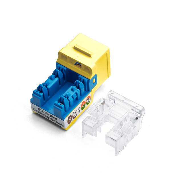 Cat5e Punch Down Keystone Jack | Unshielded | 24pc | Back | Yellow