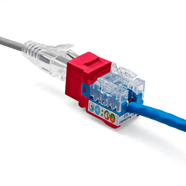 Cat5e Punch Down Keystone Jack | Unshielded | 24pc | Packaging | Red