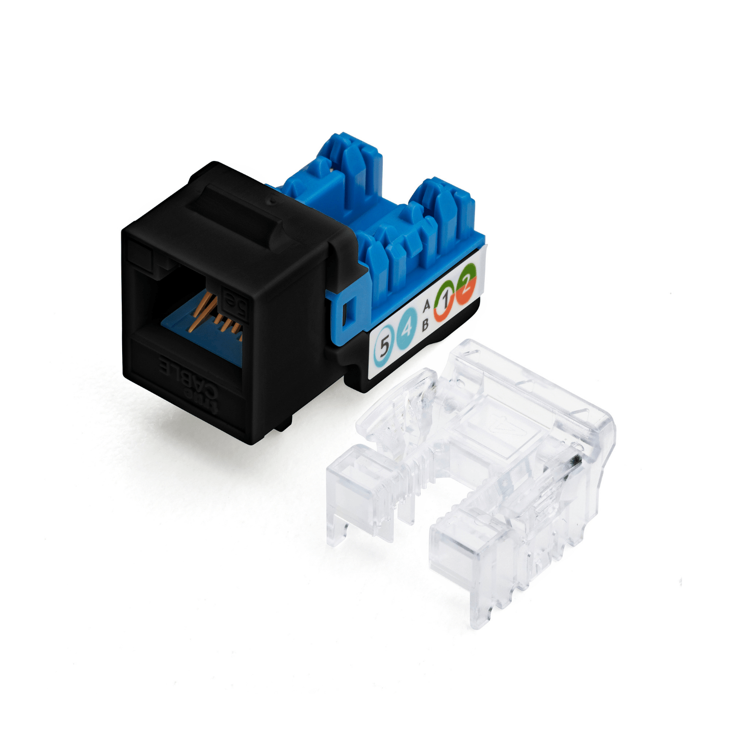 Cat5e Punch Down Keystone Jack | Unshielded | 24pc | Front | Black