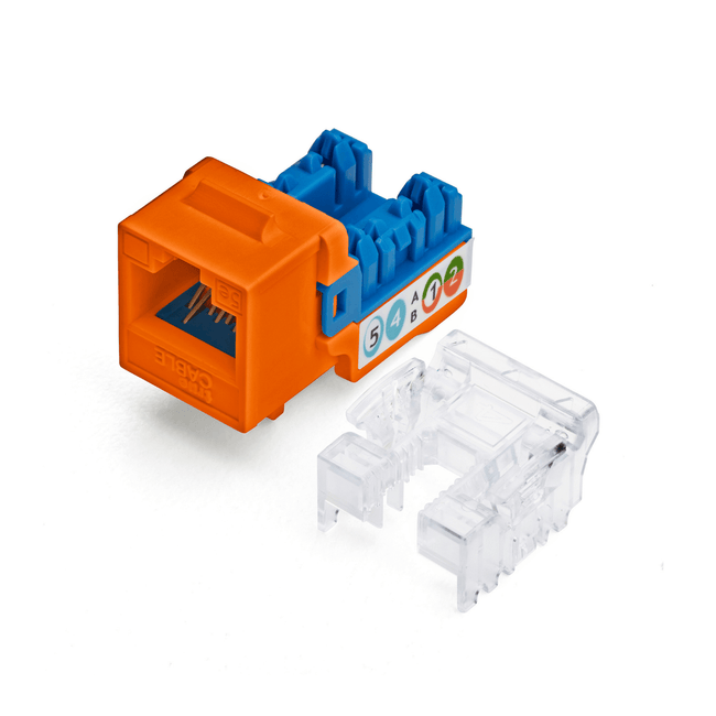 Cat5e Punch Down Keystone Jack | Unshielded | 24pc | Front | Orange