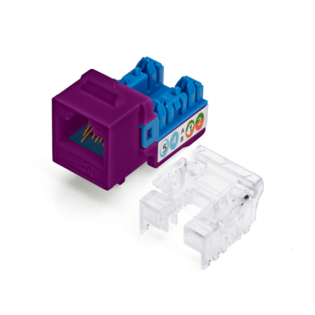 Cat5e Punch Down Keystone Jack | Unshielded | 48pc | Front | Purple