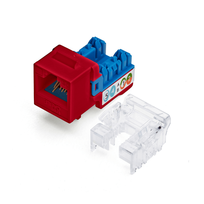 Cat5e Punch Down Keystone Jack | Unshielded | 12pc | Front | Red