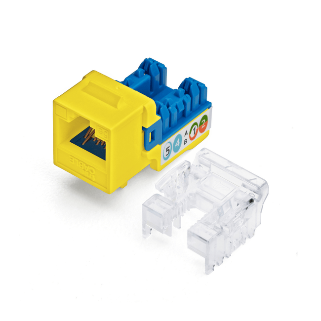 Cat6 Punch Down Keystone Jack | Unshielded | 48pc | Front | Yellow