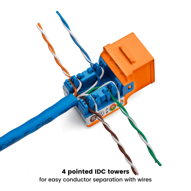 Cat5e Punch Down Keystone Jack | Unshielded | 24pc | Packaging | Orange