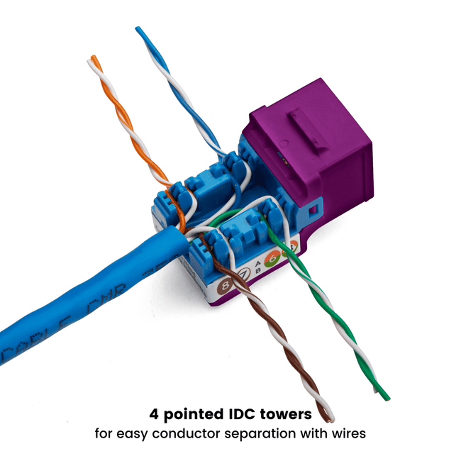 Cat5e Punch Down Keystone Jack | Unshielded | 12pc | Packaging | Purple