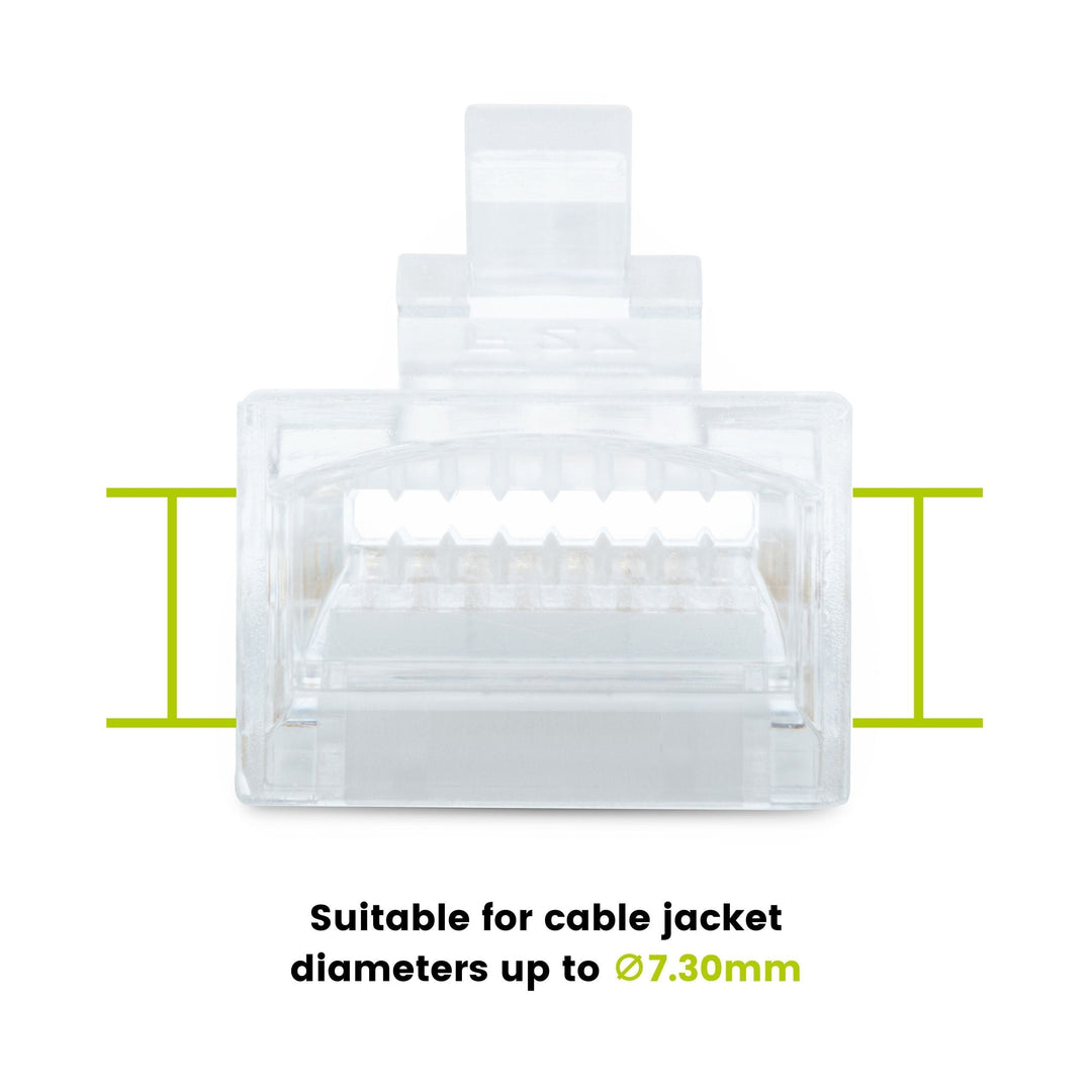 Cat6/6A Pass Through RJ45 Connectors | Unshielded | 20pc | Back