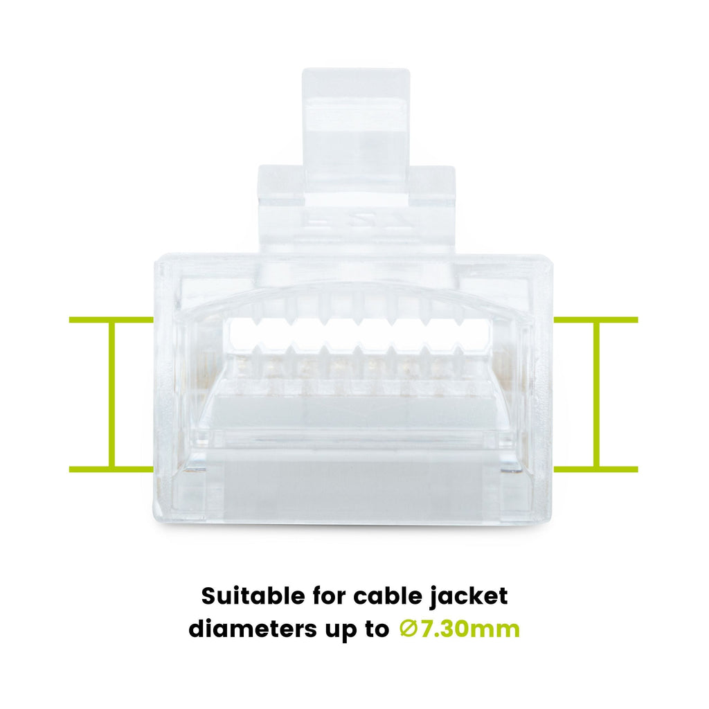 Cat6/6A Pass Through RJ45 Connectors | Unshielded | 100pc | Back
