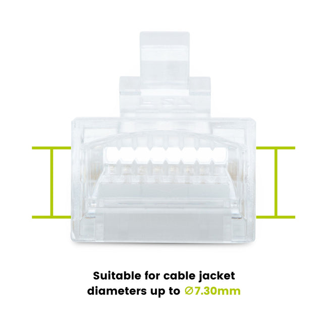 Cat6/6A Pass Through RJ45 Connectors | Unshielded | 100pc | Back
