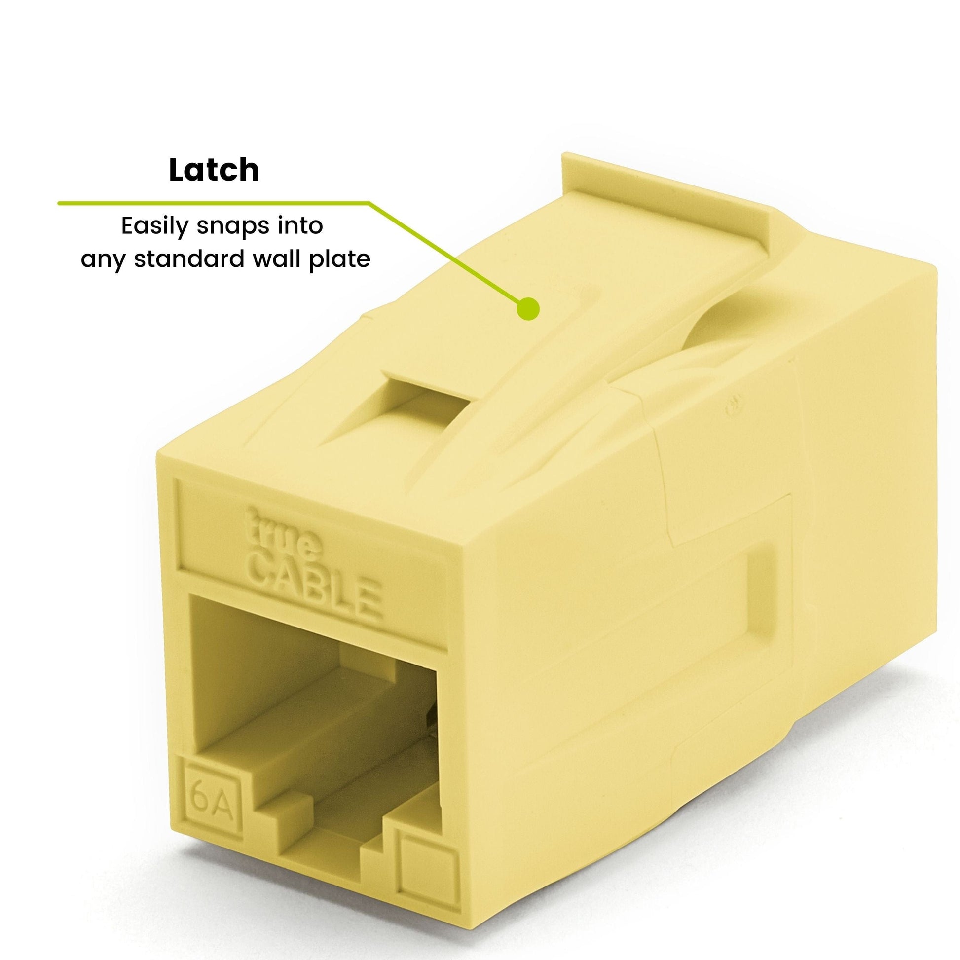 Cat6A Keystone Jack Couplers | Unshielded | 6 Piece | Yellow | latch