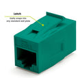 Cat6A Keystone Jack Couplers | Unshielded | 2 Piece | Green | latch