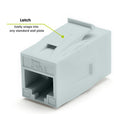 Cat6A Keystone Jack Couplers | Unshielded | 2 Piece | Gray | latch