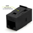 Cat6A Keystone Jack Couplers | Unshielded | 2 Piece | Black | latch