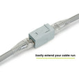 Cat6A Keystone Jack Couplers | Unshielded | 2 Piece | Gray | easily extend your cable run