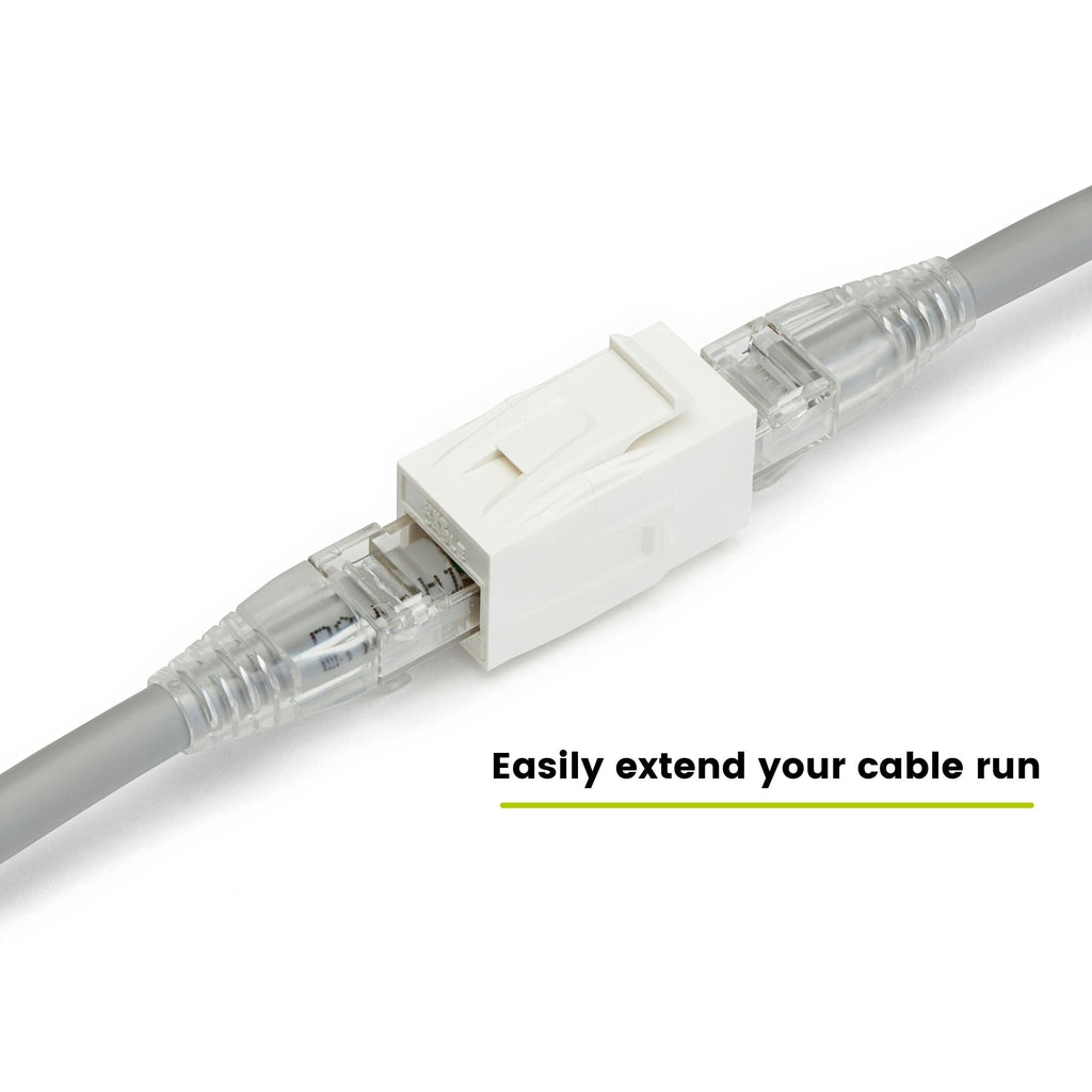 Cat6 Keystone Jack Coupler | Unshielded | White | 6 Piece | easily extend your cable run