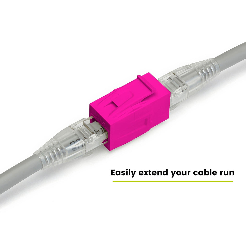Cat6 Keystone Jack Coupler | Unshielded | Pink | 2 Piece | easily extend your cable run