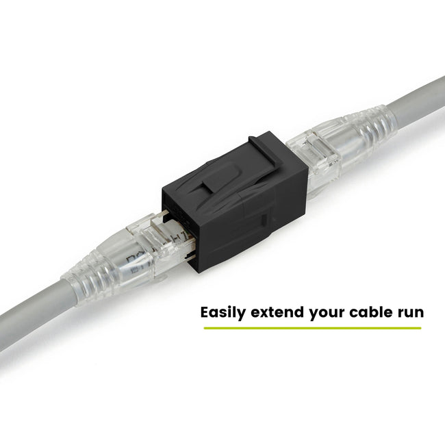 Cat6A Keystone Jack Couplers | Unshielded | 2 Piece | Black | easily extend your cable run 