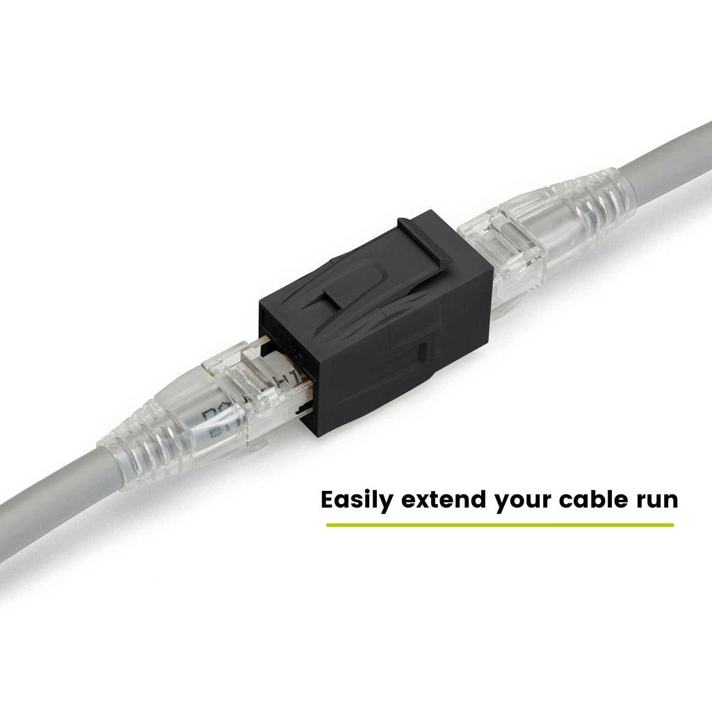 Cat6 Keystone Jack Coupler | Unshielded | Black | 6 Piece | easily extend your cable run
