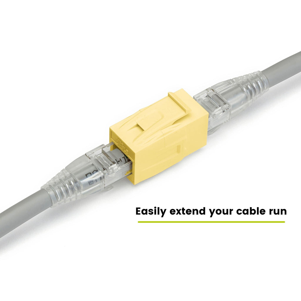 Cat6 Keystone Jack Coupler | Unshielded | Yellow | 2 Piece | easily extend your cable run