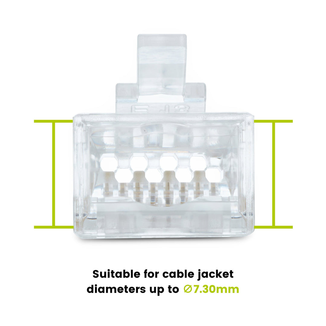 Cat6A Extra Large Pass Through RJ45 Connectors | Unshielded | 20pc | Back