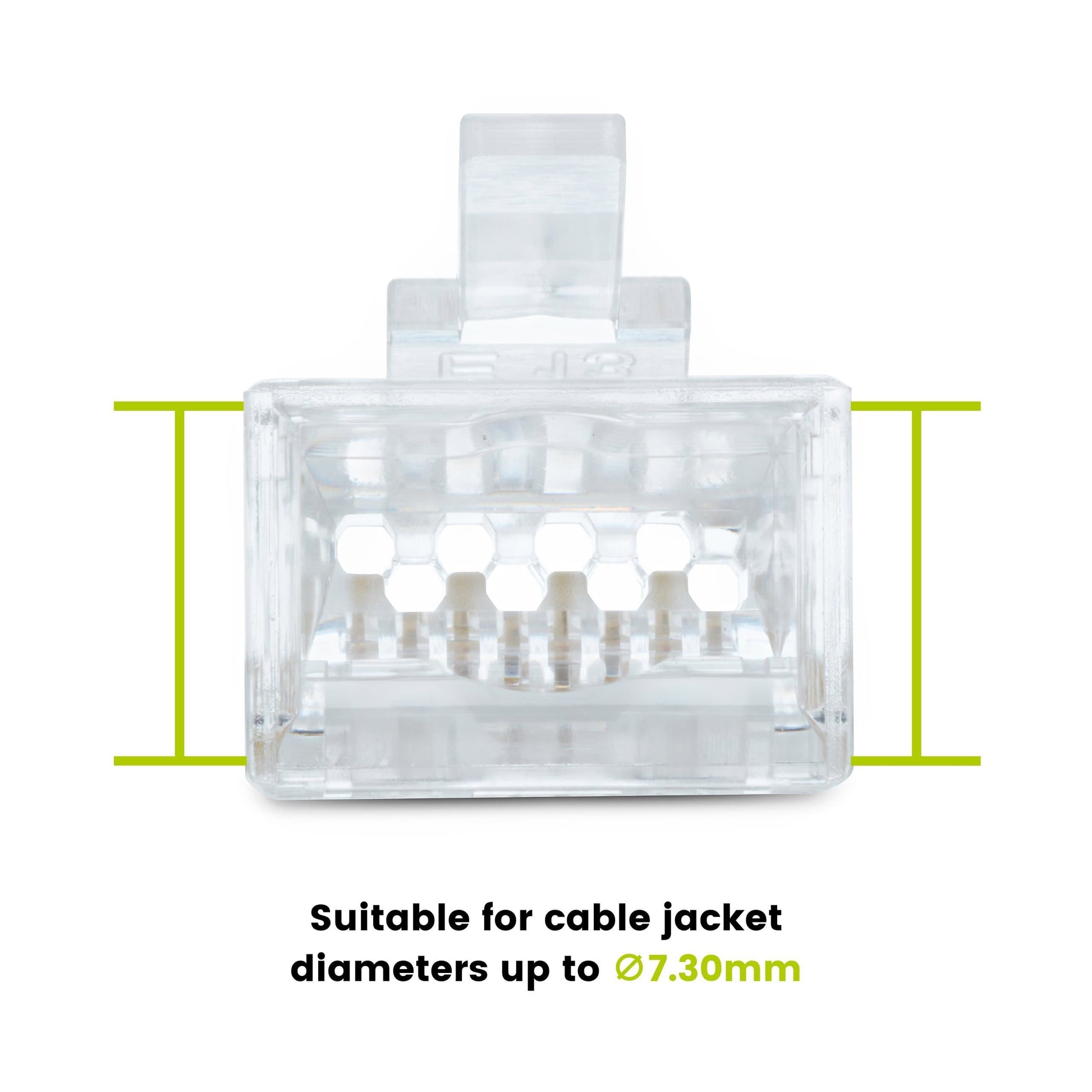 Cat6A Extra Large Pass Through RJ45 Connectors | Unshielded | 50pc | Back