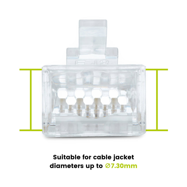 Cat6A Extra Large Pass Through RJ45 Connectors | Unshielded | 50pc | Back