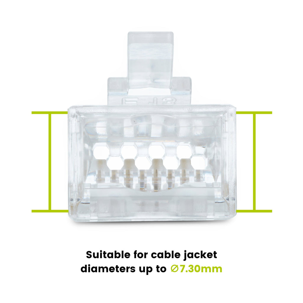 Cat6A Extra Large Pass Through RJ45 Connectors | Unshielded | 100pc | Back