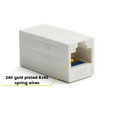 Cat6A Inline Coupler | Unshielded | White | 6pc | 24K gold plated spring wires