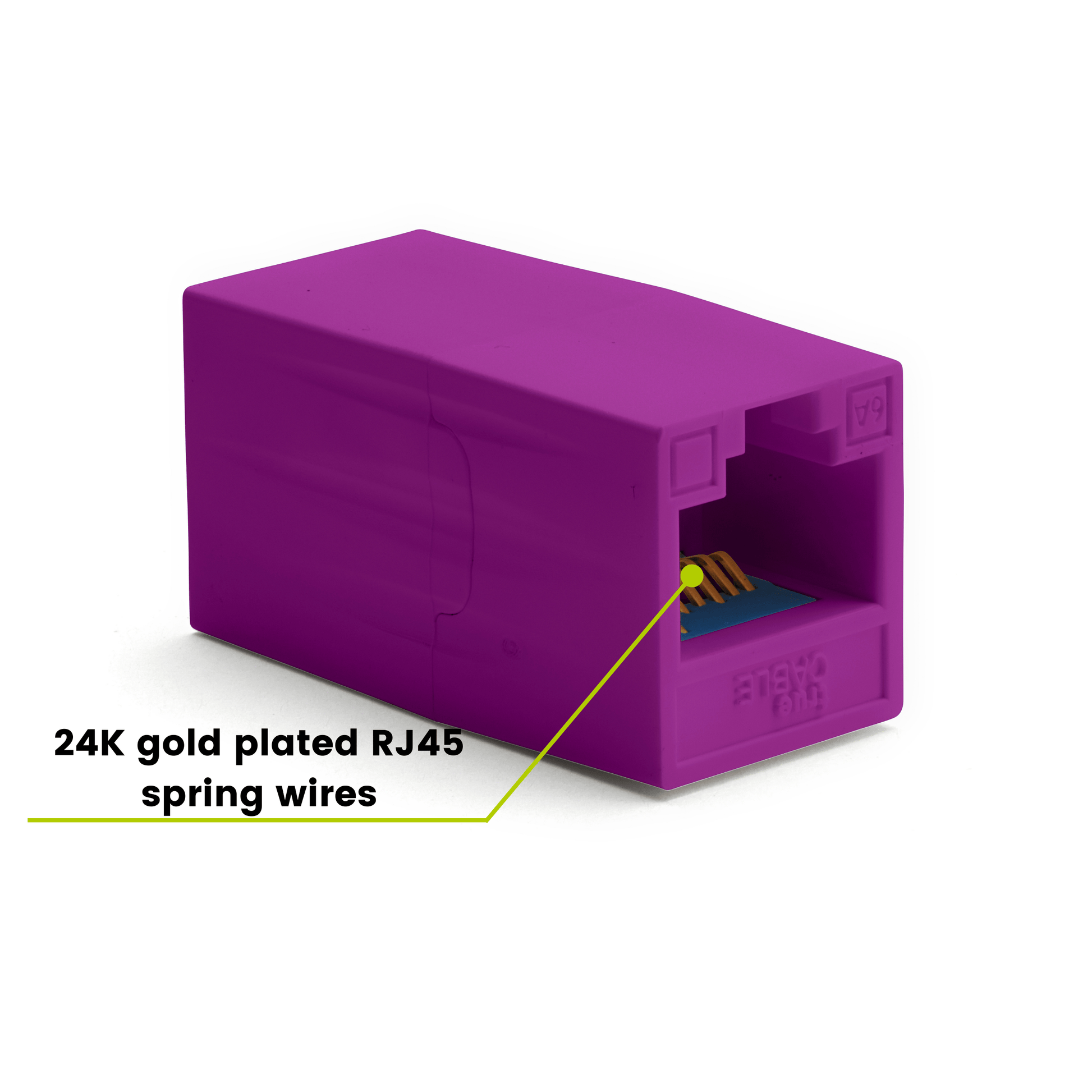 Cat6A Inline Coupler | Unshielded | Purple | 12pc | 24K gold plated spring wires