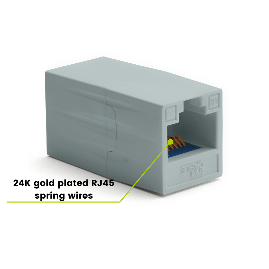 Cat6A Inline Coupler | Unshielded | Gray | 12pc | 24K gold plated spring wires