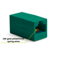 Cat6A Inline Coupler | Unshielded | Green | 12pc | 24K gold plated spring wires