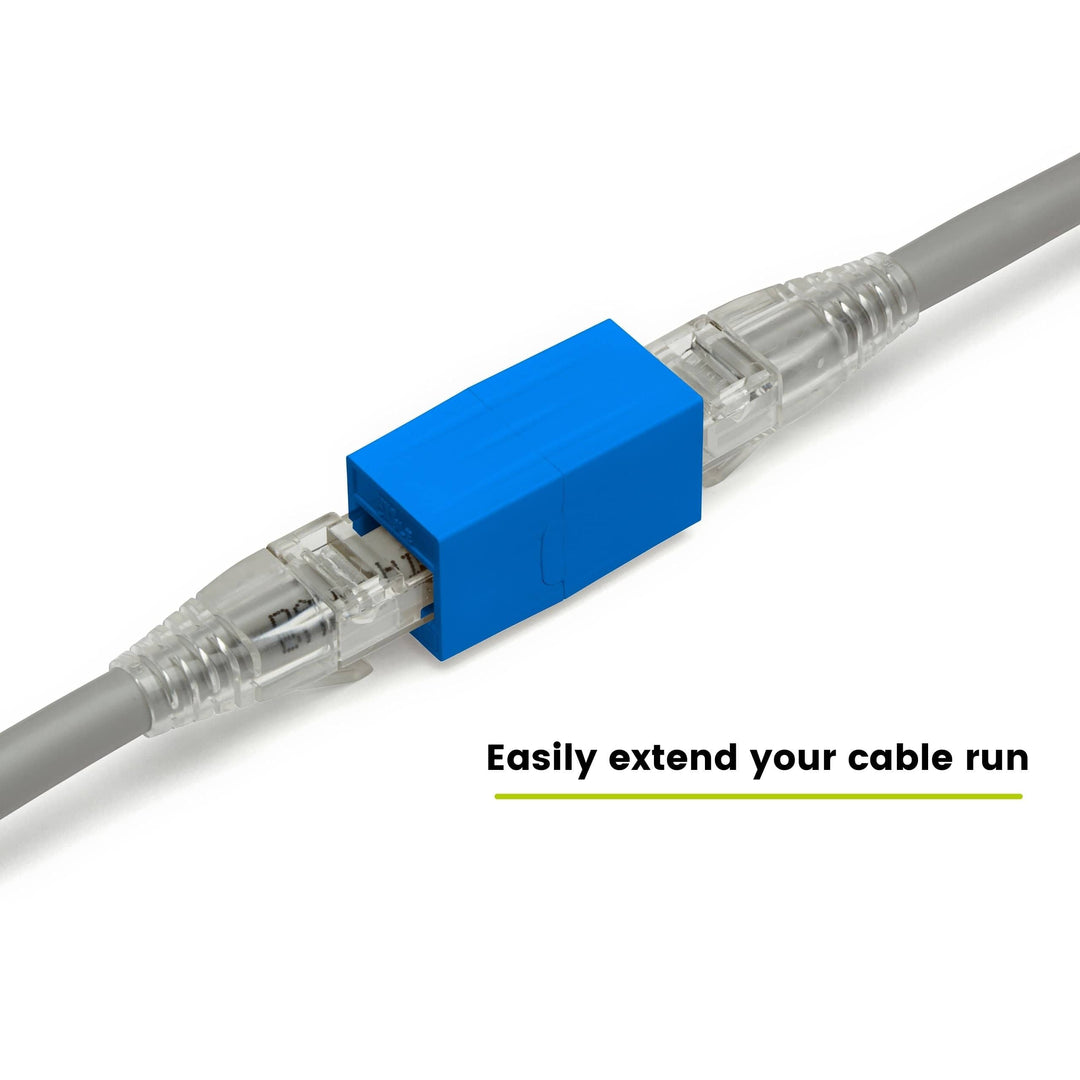 Cat6A Inline Coupler | Unshielded | Blue | 2pc | easily extend your cable run