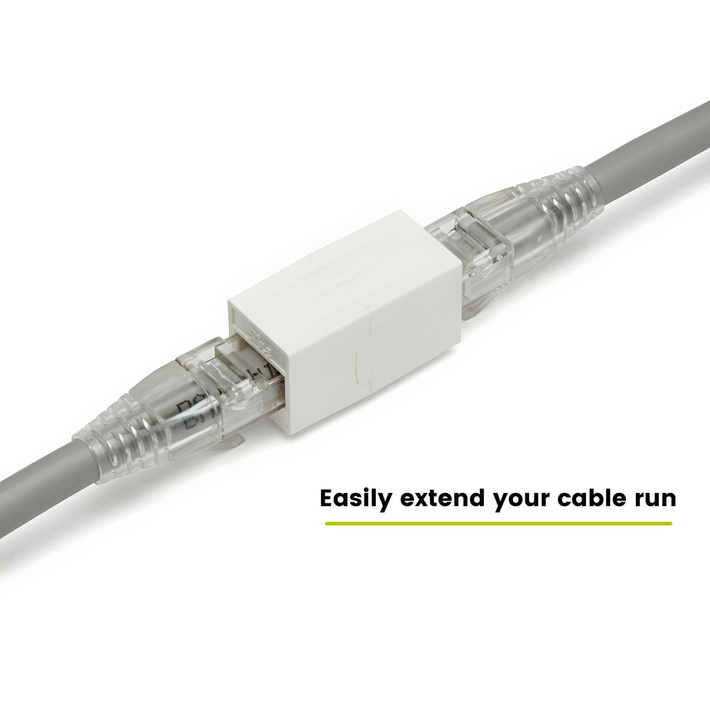 Cat6A Inline Coupler | Unshielded | White | 6pc | easily extend your cable run
